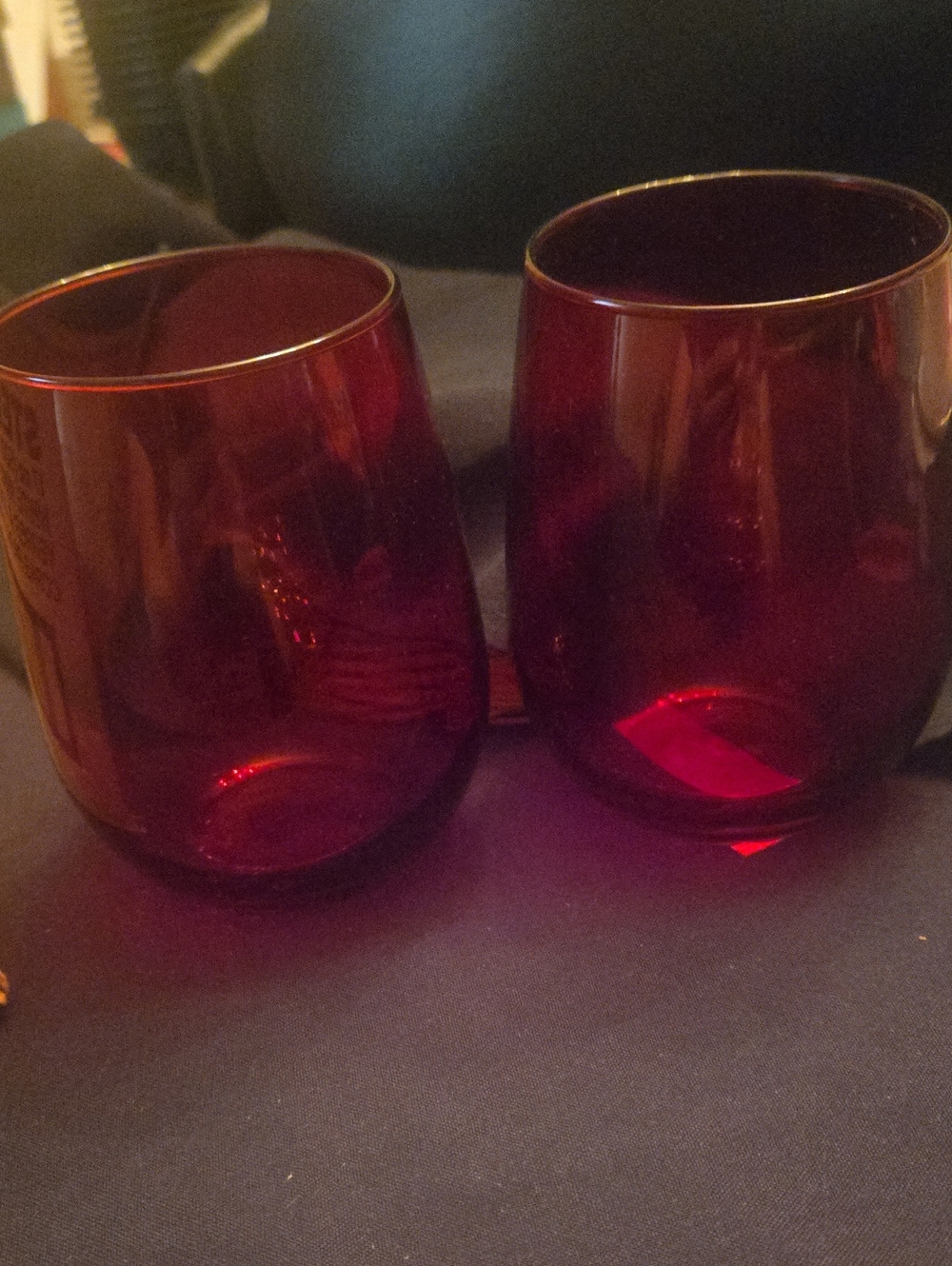 12 Stemless 17 Oz- Elegant Ruby Stemless Glasses
